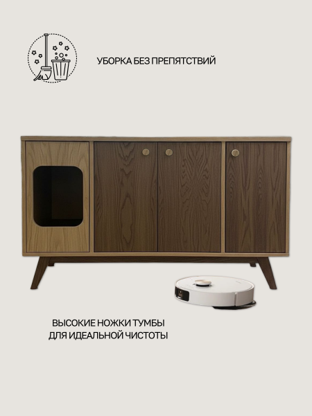 Тумба туалет для кошки закрытого типа "Katt Eik Box" шпон дуба