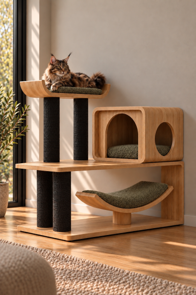 Hunnkatt LAB комплекс для кошки из шпона дуба